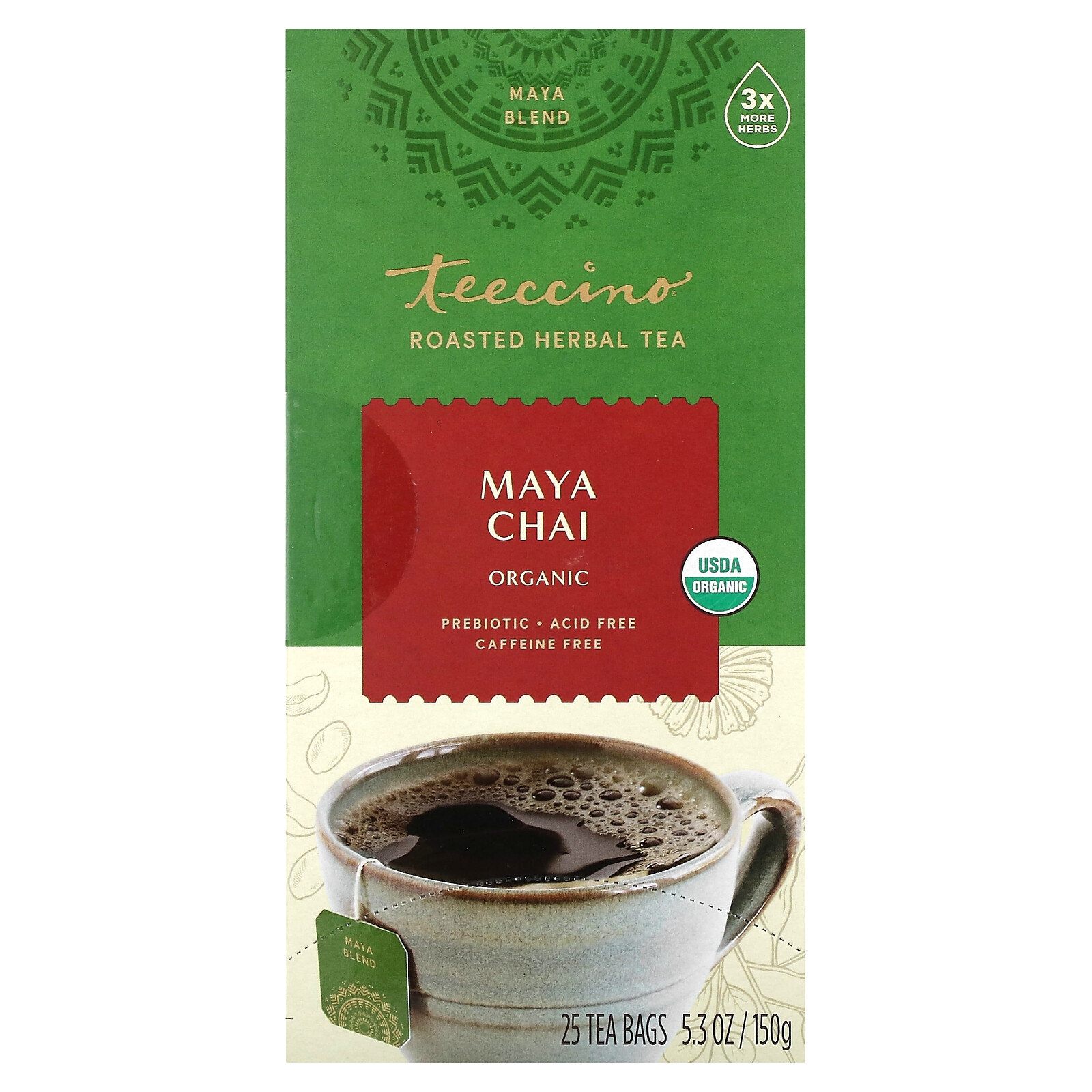 Organic Roasted Herbal Tea, Maya Chai, Caffeine Free, 25 Tea Bags, 5.3 oz (150 gallery
