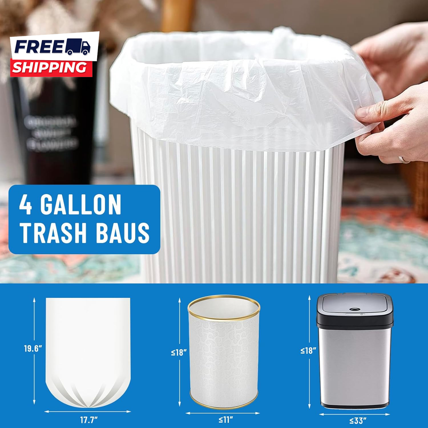 Small Trash Bags 4 Gallon 100 Count Small Garbage Bag Bathroom White Mini gallery
