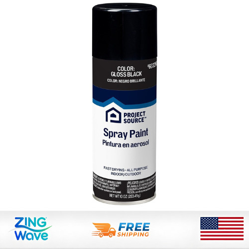 Project Source Gloss Black Spray Paint Oil Based Fast Dry 10oz Can gallery