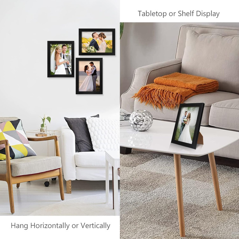 PECULA 2 Pack 4X6 Frames, Black Wall & Tabletop Display, Clear Photo Frame gallery