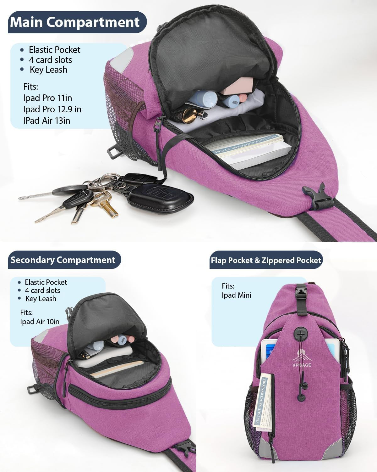 Structured Sling Backpack with Oversized Strap Pocket (Fits Power Bank) - Heavy 5