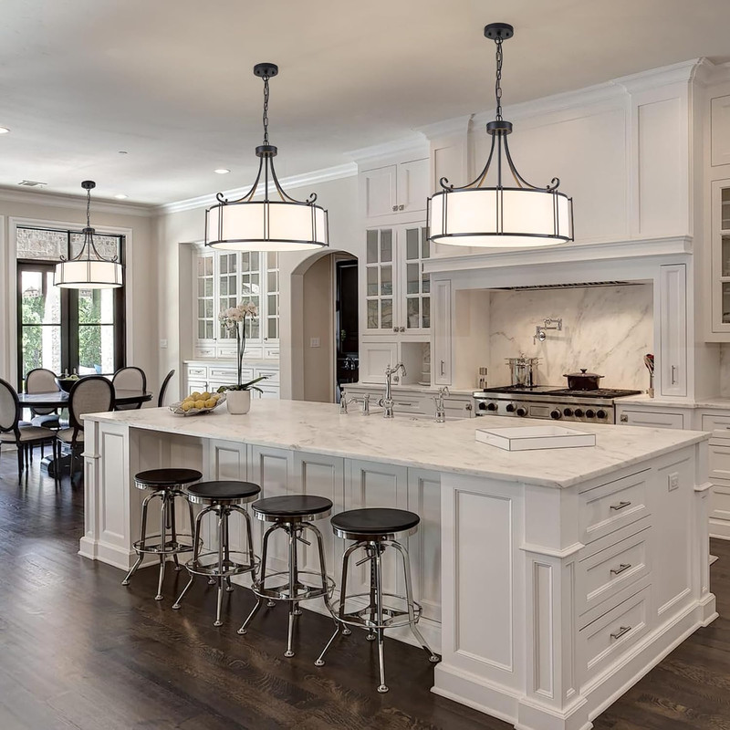 4-Light Black Drum Chandelier for Dining Room & Living Spaces gallery