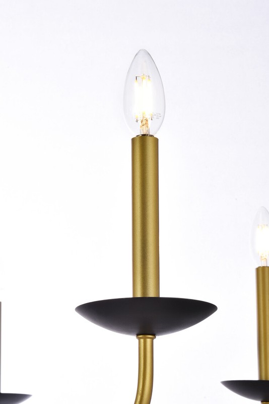 Chandelier Ceiling Light Fixture Brass and Black Living Room or Dining Room 42" gallery