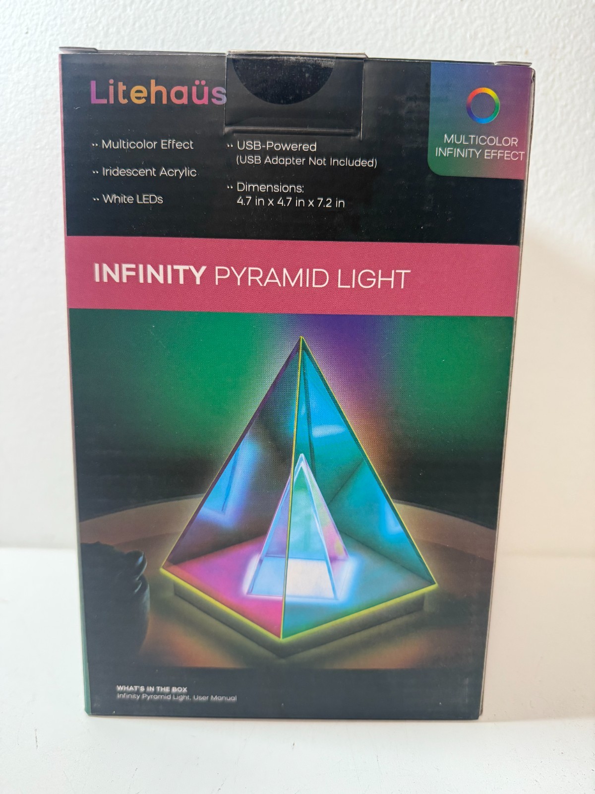 7.7 in. Iridescent Acrylic Indoor Infinity Table Light Pyramid gallery