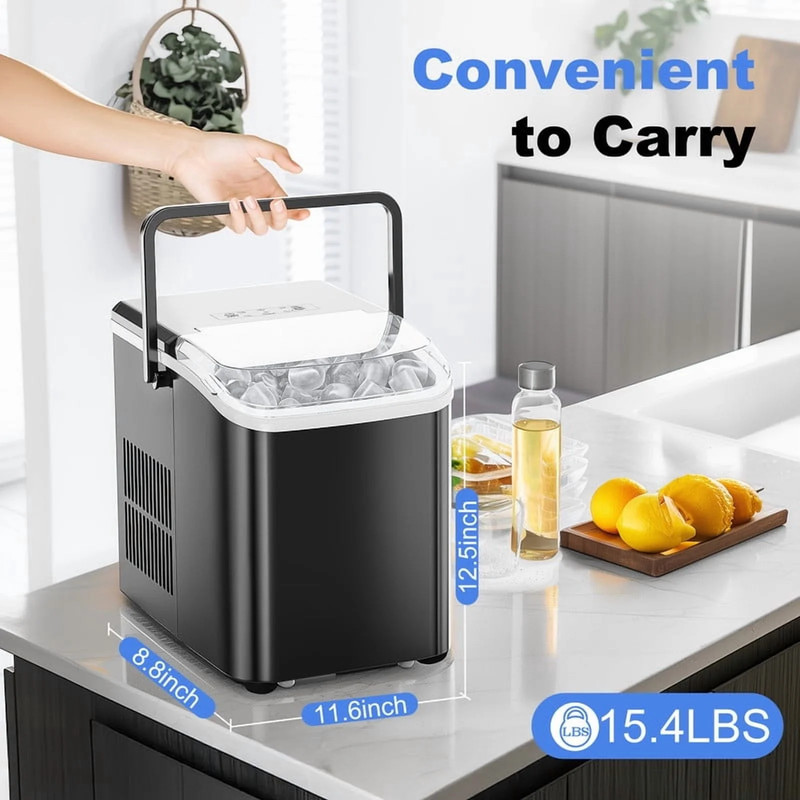 Countertop Ice Maker, 9 Bullet Ice Cubes in 6 Mins, 26Lbs/24H, W/ Scoop & Basket gallery