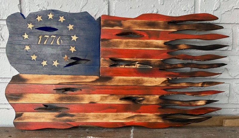 Rustic War Torn Rustic American Flag 11 x 22 gallery