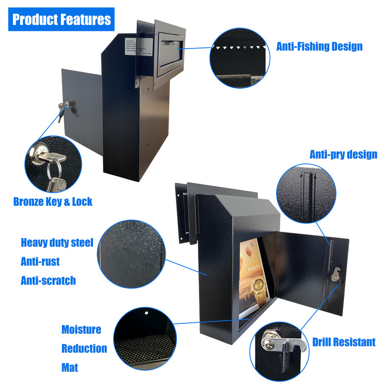 OPEN BOX Through the Door Locking Mail Drop Box, Theft Proof Payment Mailbox gallery