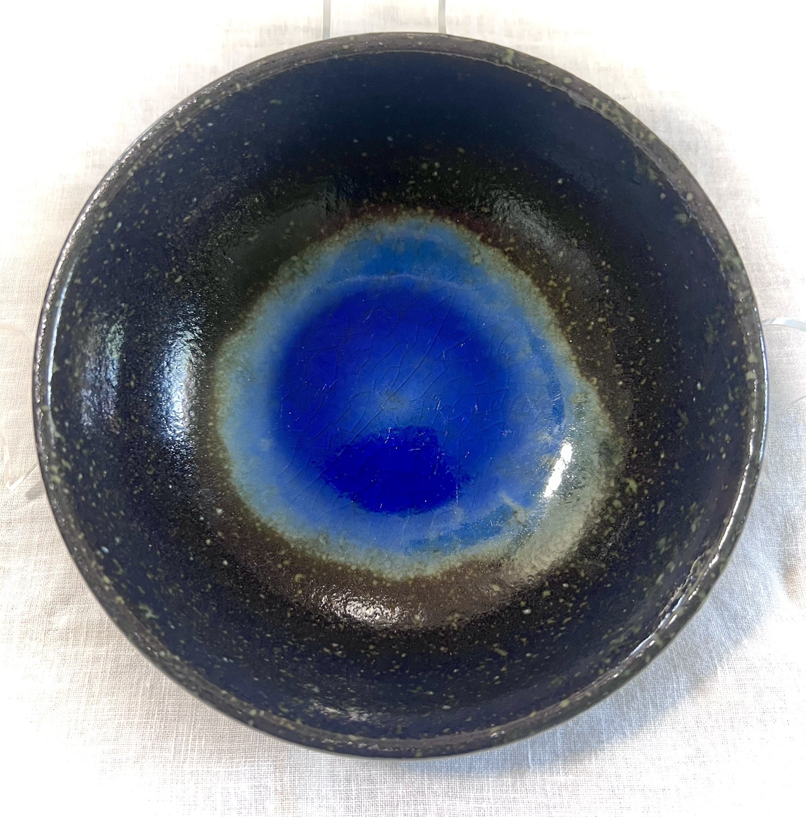 Studio Art Pottery Decorative Bowl Handmade Ceramic Dish BLUE DRIP GLAZE 6.5 “ gallery