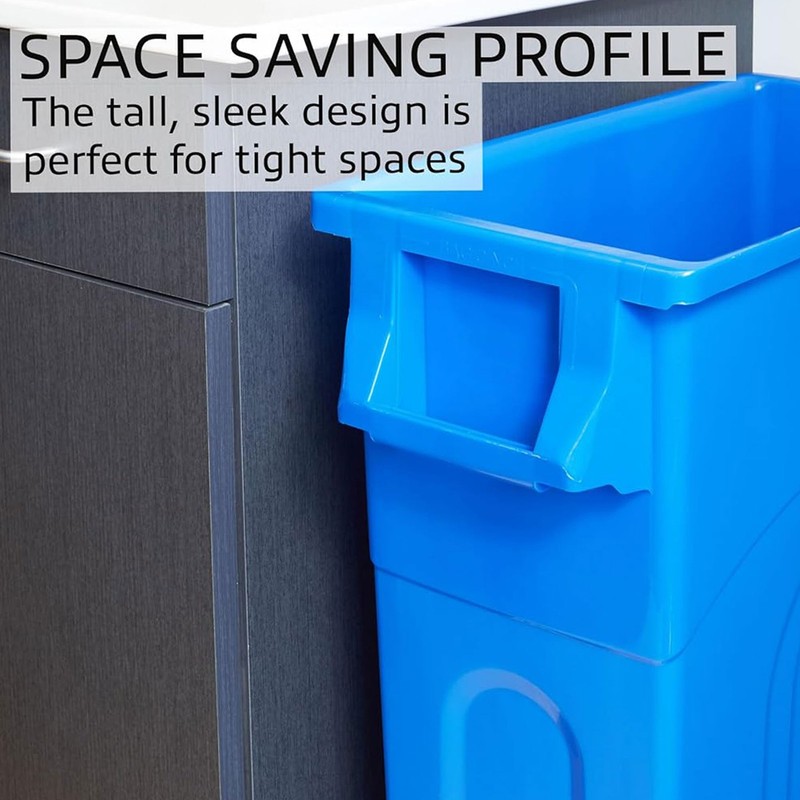 United Solutions 4 Pack Highboy Recycling Bin, Slim Trash Can, 23 Gallon, Blue gallery