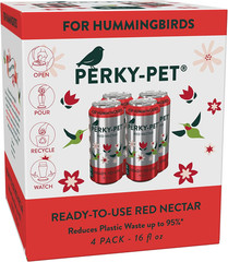 Ready-To-Use Red Hummingbird Nectar – Recyclable Aluminum Can – 4 Cans, 16 Oz Ea