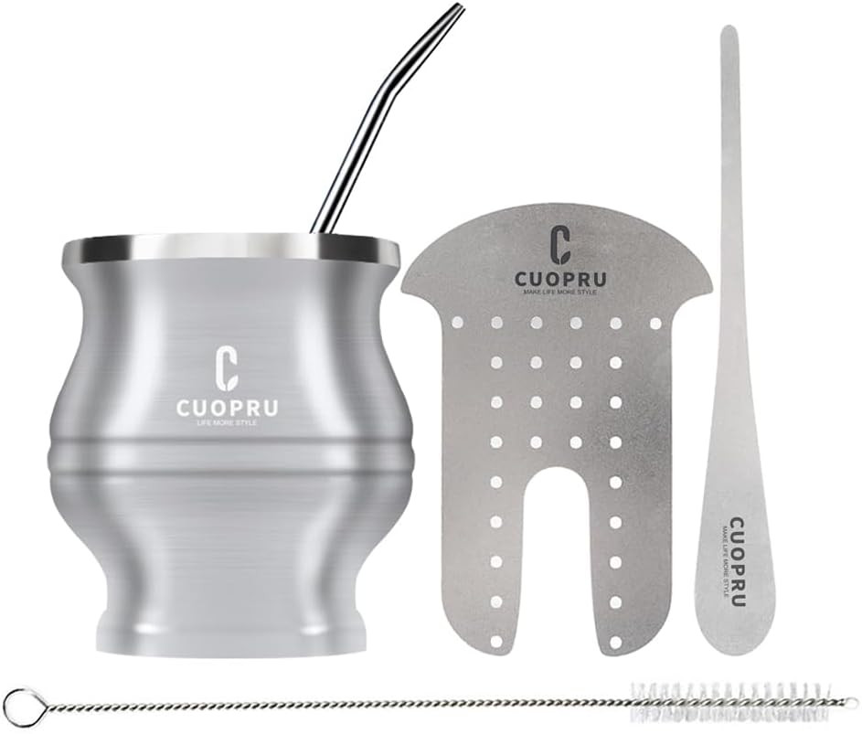 Yerba Mate Cup Bombilla Mate Gourd Set Includes Double Walled Stainless Steel Te gallery