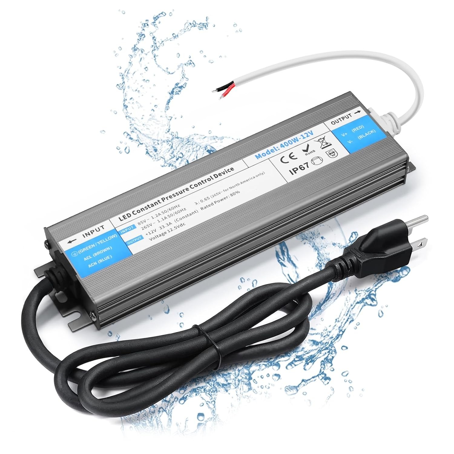 LED Driver 400 Watts Waterproof IP67 Power Supply 85V-265V AC to 12V DC Conve... gallery