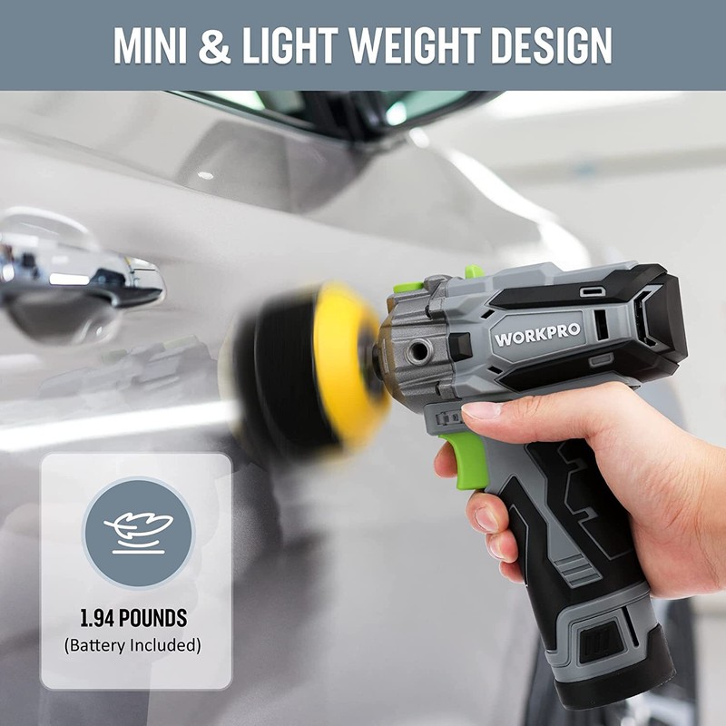 WORKPRO 12V Cordless Polisher 3" Mini Car Detailing Buffer & Sander Machine Kit gallery