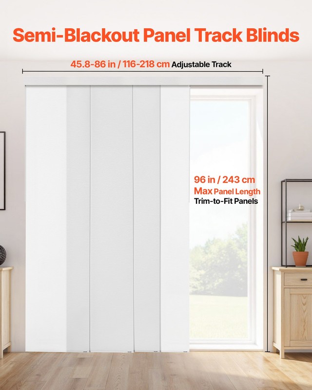 VEVOR Panel Track Blinds Extendable Track from 45.8 in to 86 in W Trimmable gallery