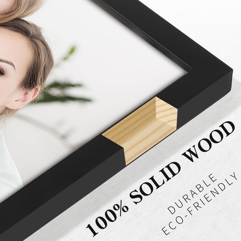 10x10 Picture Frames - 2 Pack Solid Wood Black for Wall Mount & Tabletop Display gallery