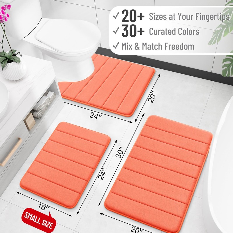 OLANLY Memory Foam Bath Mat 40x24, Super Soft Absorbent 40" X 24", Coral gallery