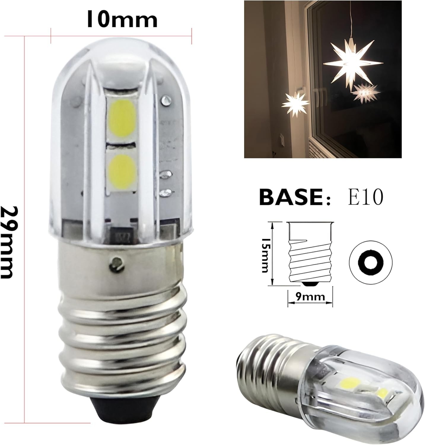 E10 LED Light Bulb,5 PCS 120V Warm White Lamp 1W 100LM 120V, gallery