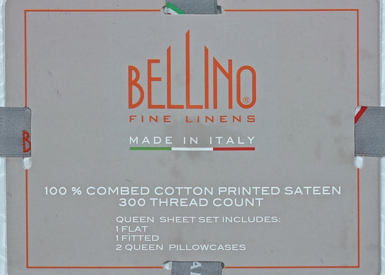 BELLINO Fine Linens WHITE 100% Combed Cotton PRINTED Sateen 300TC QUEEN Sz Set gallery