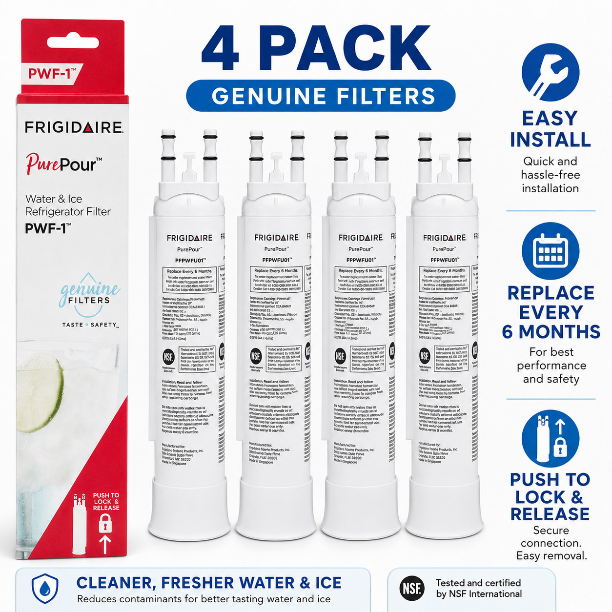 Frigidaire PWF-1 PurePour Water Filter FPPWFU01 Refrigerator Filter 4 Pack gallery