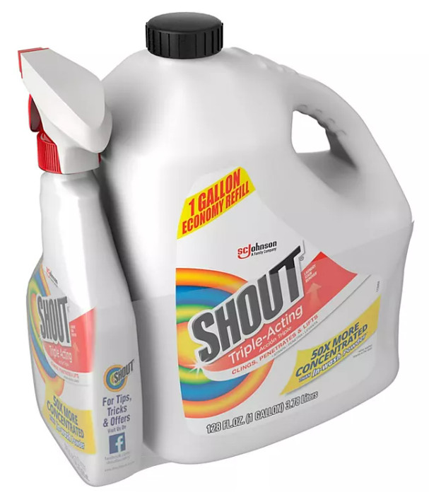 Shout Triple-Acting Laundry Stain Remover 128 fl. oz. refill + 22 fl. oz trigger gallery