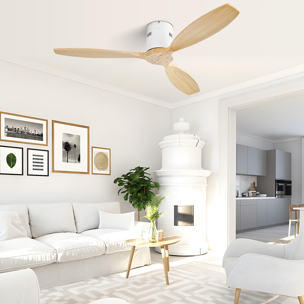 Sofucor 52" Flush Mount Ceiling Fan No Light w/ Remote Control Bedroom Patio Fan