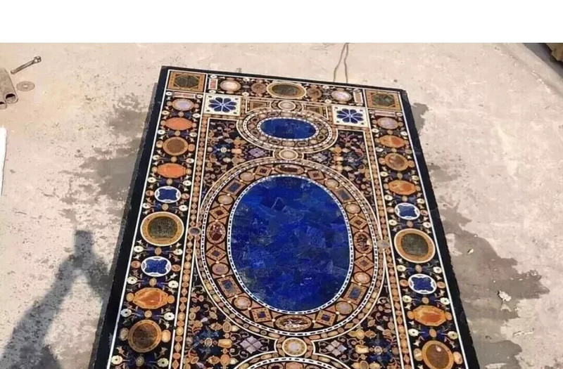 Custom marble Inlay Table Top 54x36 Inch Pietra Dura Inlay art Home Decor gallery