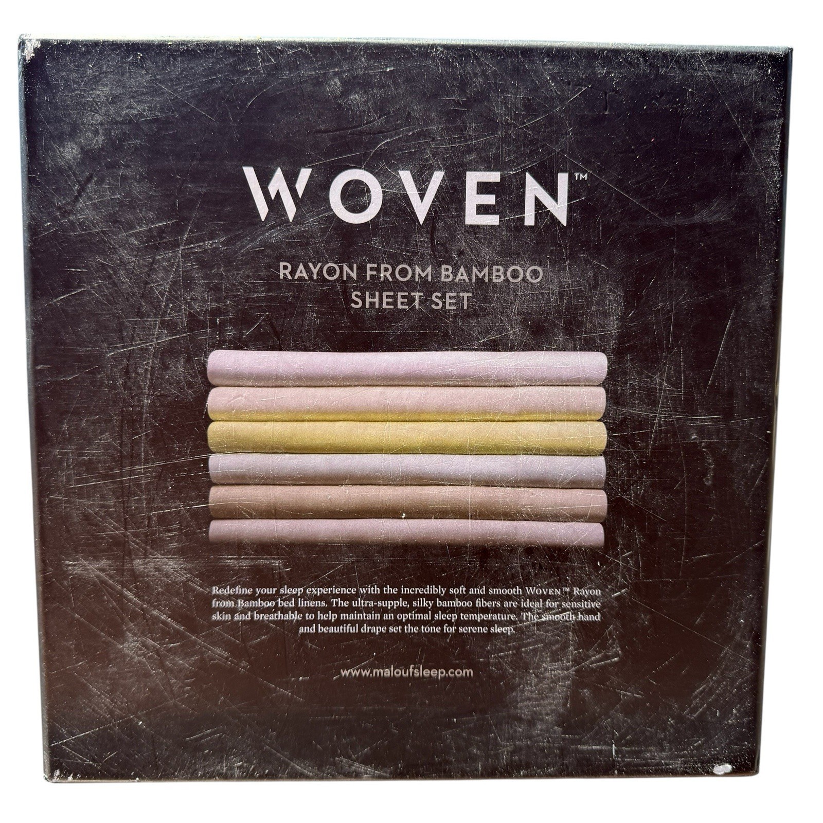 MALOUF Woven 100% Rayon Bamboo Sheet Set Split Cal King Driftwood New in Box gallery