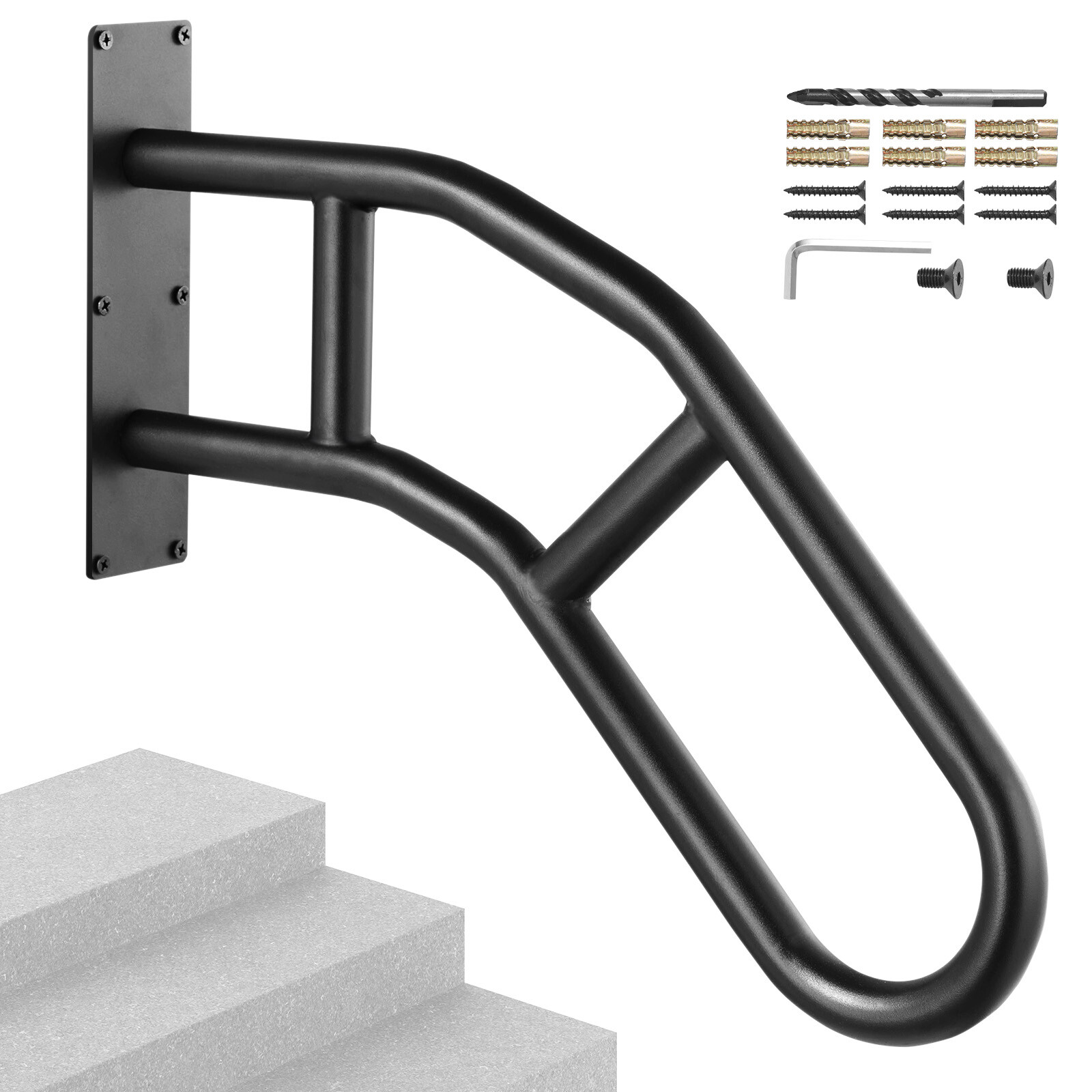 VEVOR Handrails for Outdoor Steps 32" Wall Mount Safety Railings for 1-3 Steps gallery