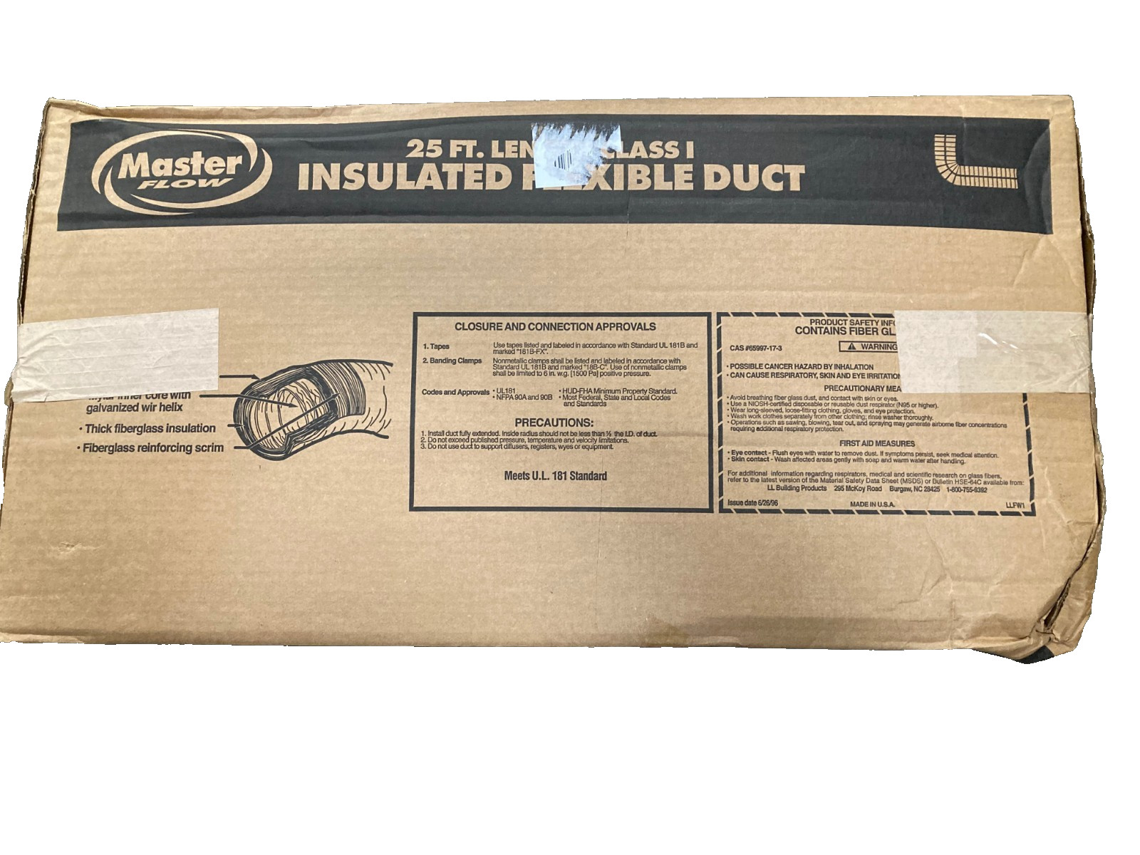 Master Flow 12in x 25 Ft Flexible Duct R8 Heavy Duty Insulated Reflective Jacket gallery
