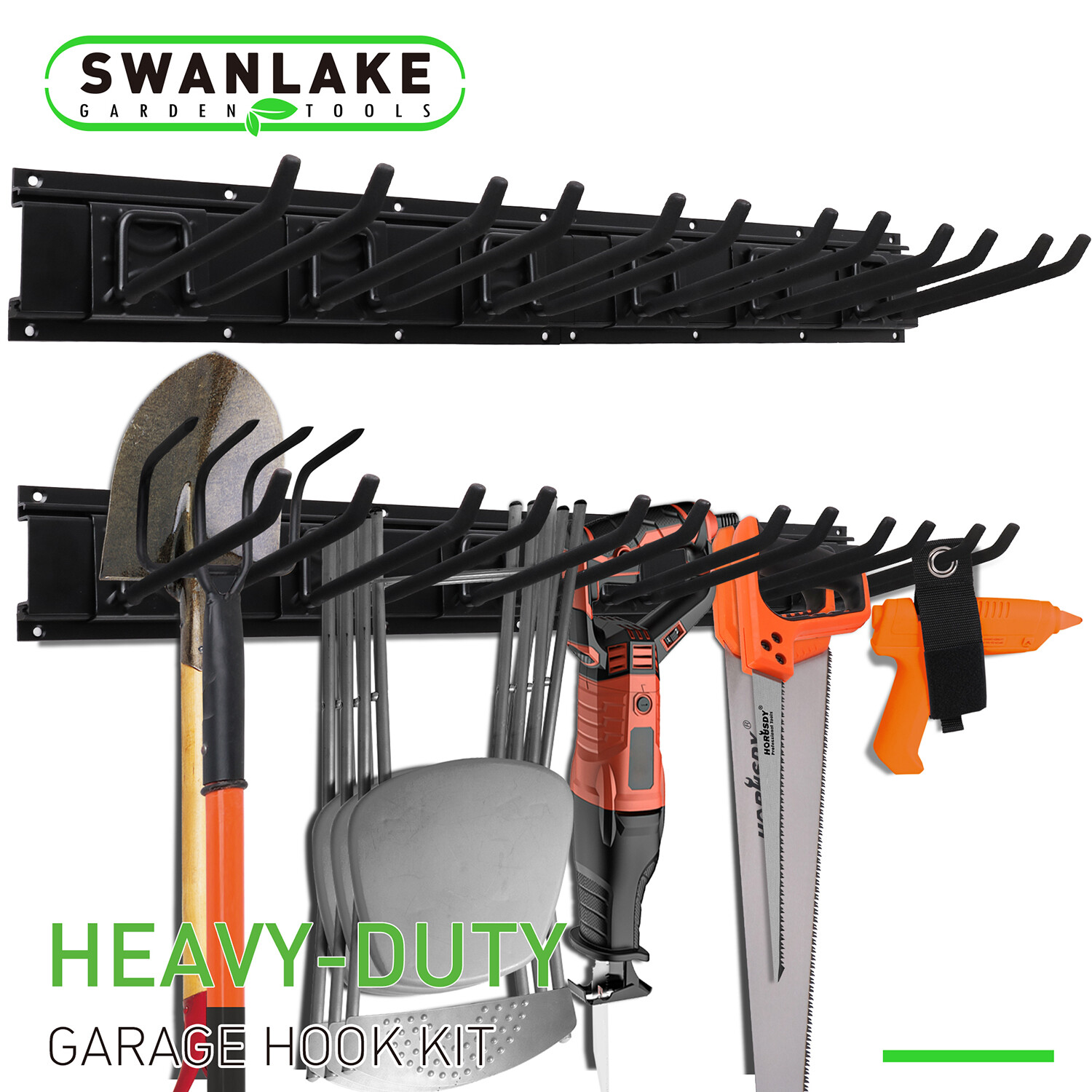 Storage Hooks Wall Mount Garage Garden Organization Rack Max 600 lbs 64" Utility gallery