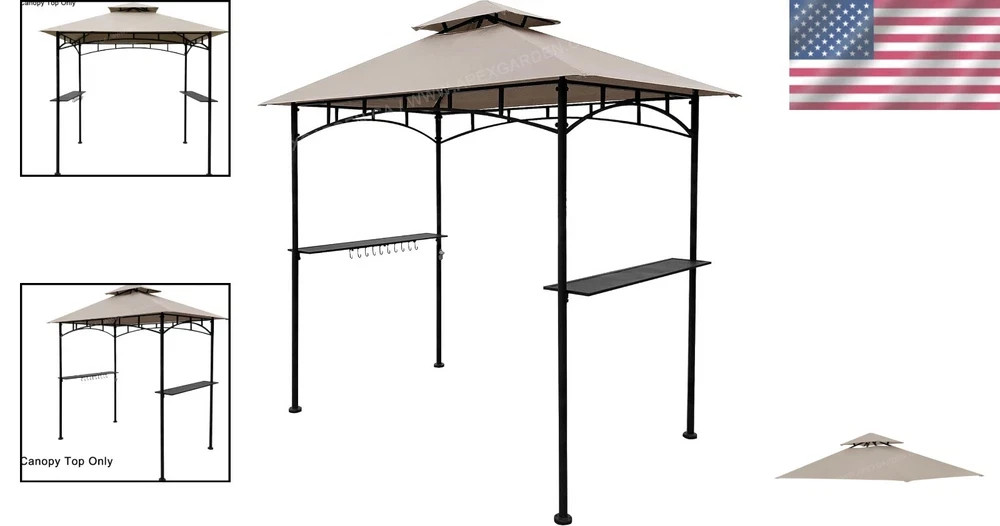 5FT x 8FT Double Tiered Replacement Canopy Grill BBQ Gazebo Roof Top, for Gaz... gallery