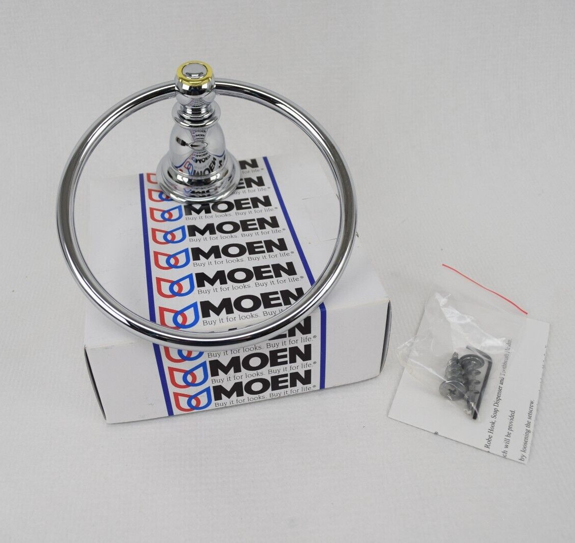 Moen YB5486CP Kingsley Collection Chrome/ Polished Brass Towel Ring gallery
