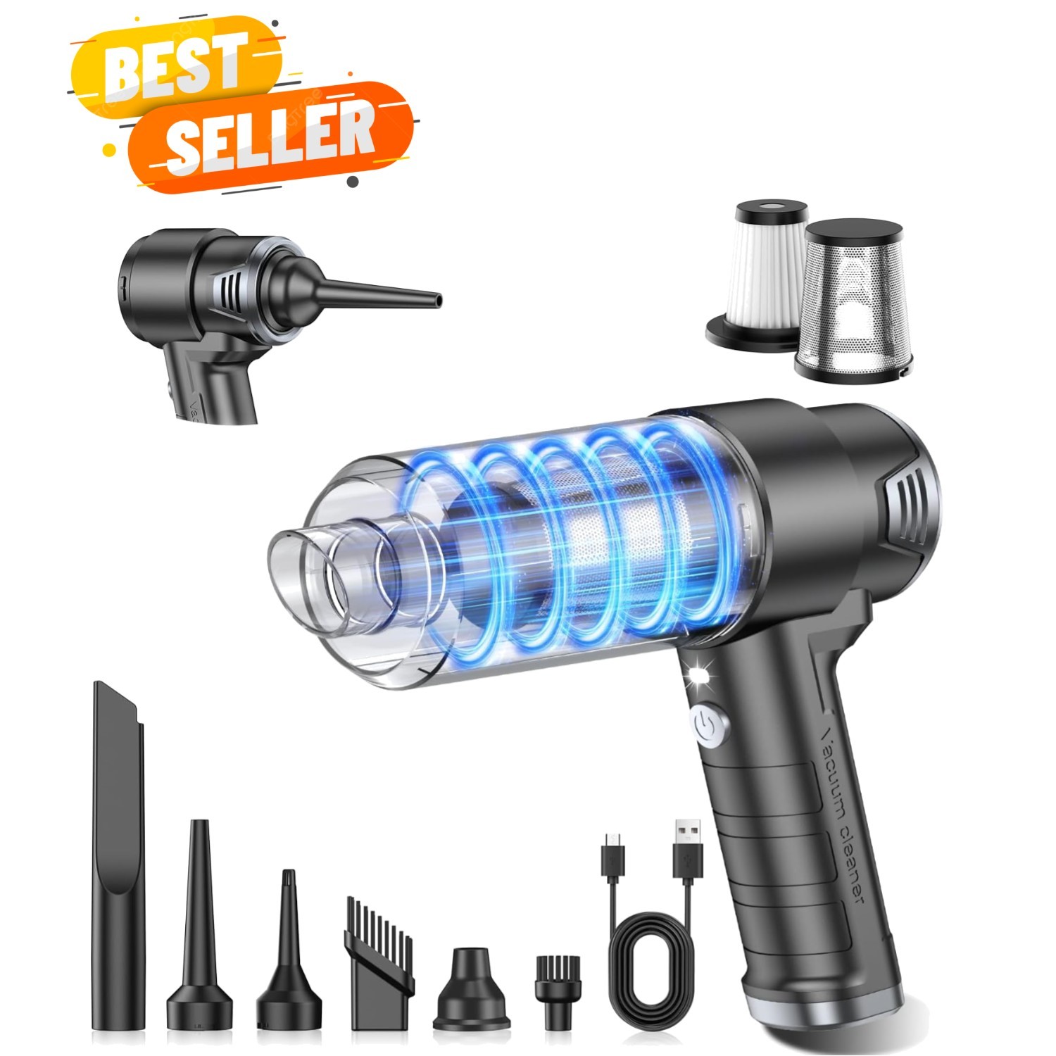 10000PA Cordless Handheld Car Vacuum & Air Duster with HEPA Filter - 120W Power gallery