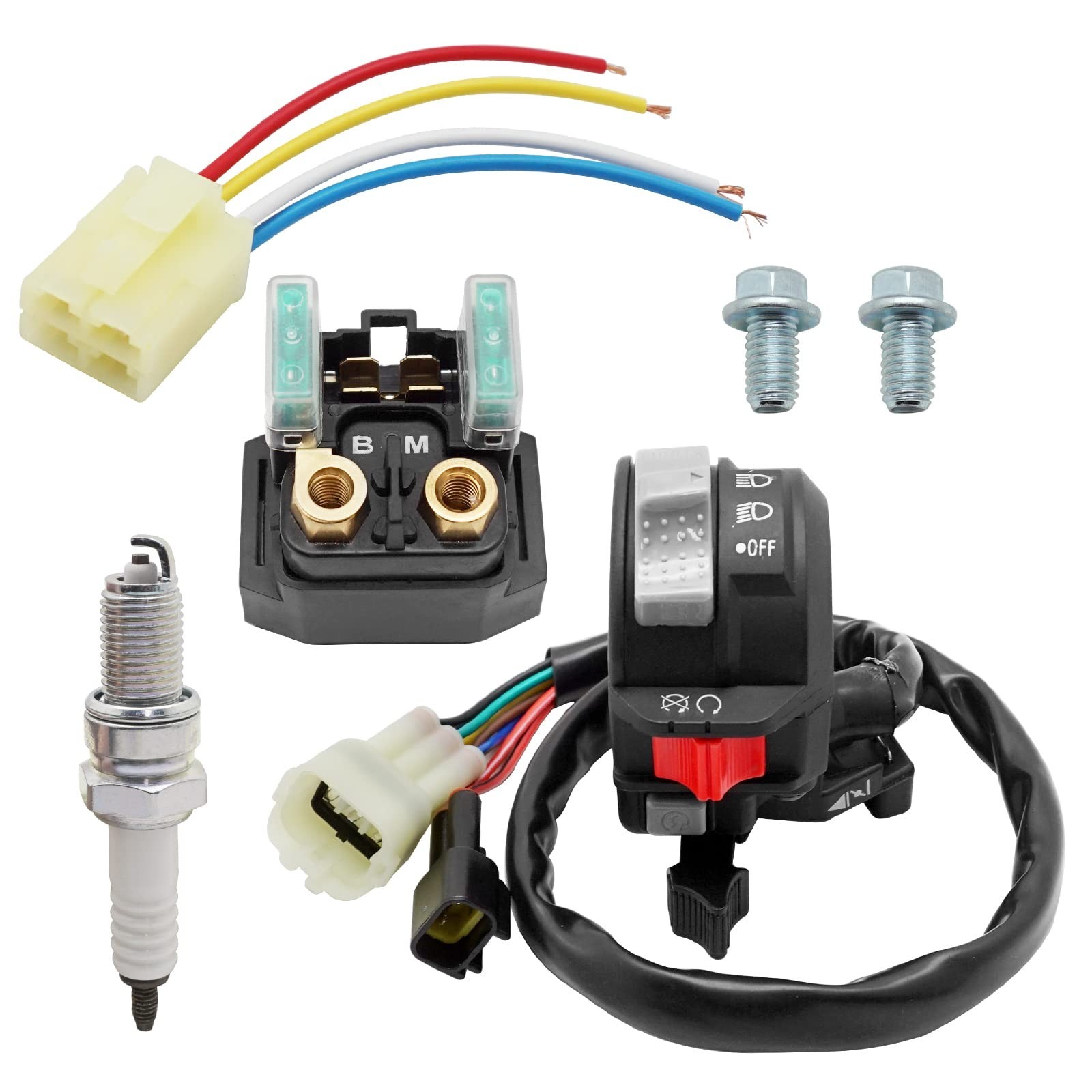 M MATI Start Stop Switch & Starter Solenoid Relay & Plug & Spark for Yamaha Y... gallery
