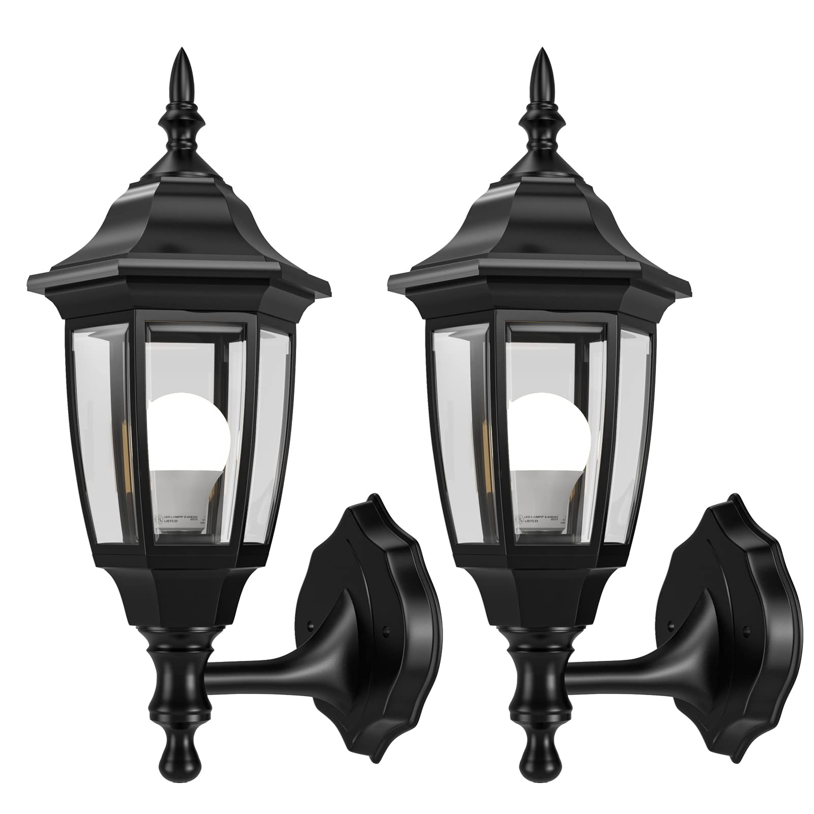 LED Outdoor Wall Light Fixtures, Waterproof Anti-Corrosion, 2 Pack, Black gallery