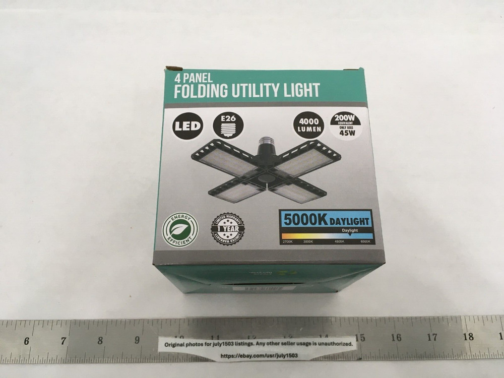 NEW 4-Panel Adjustable Utility Light 200W E26 LED 5000K Non-Dimmable 4000 Lumens