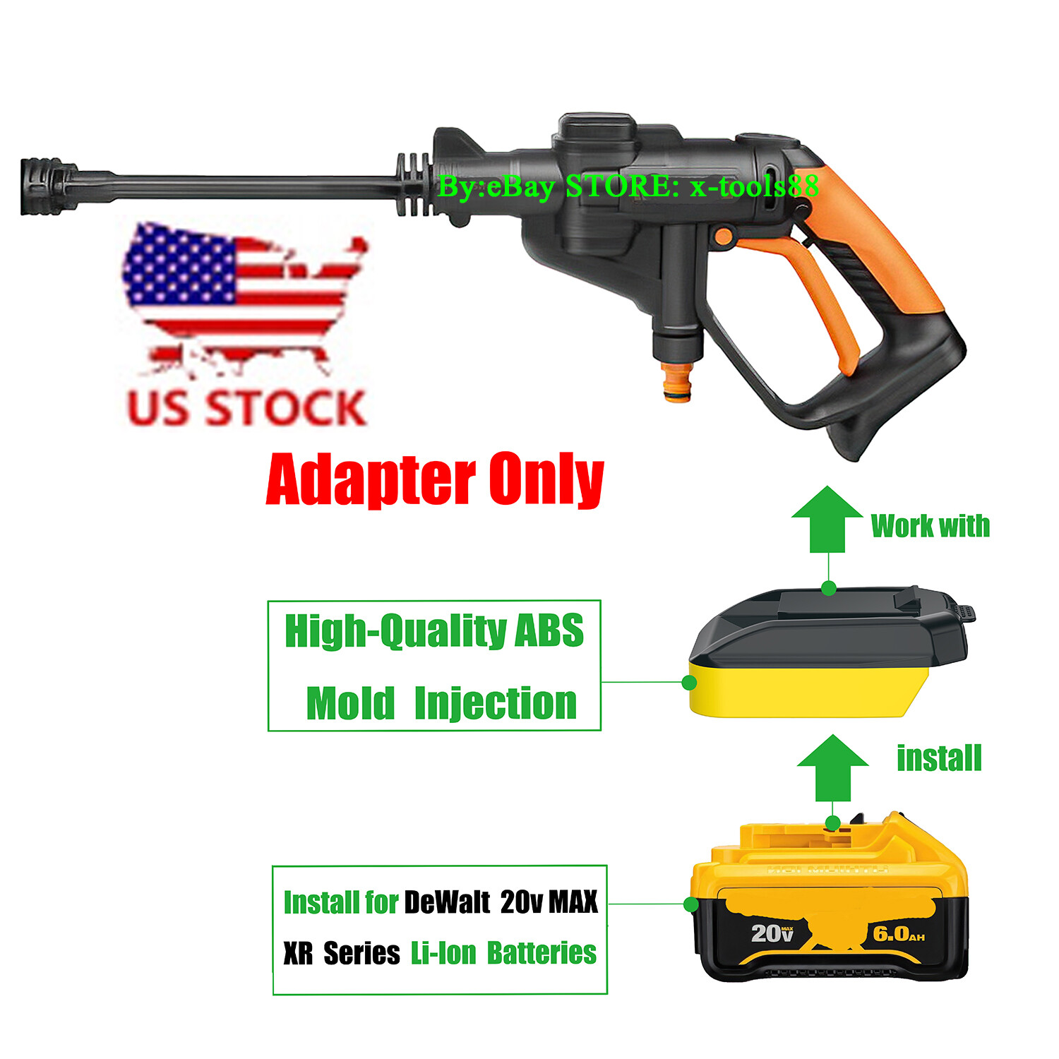 1x Adapter# Used with WORX 20v Tools For DeWalt 20v MAX XR DCB203 Li-Ion Battery gallery