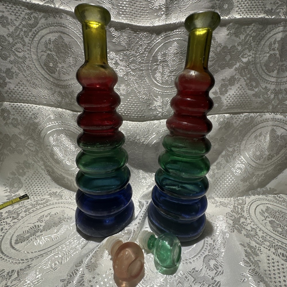 Multi Coloured Rainbow Pride Glass Vase 2 Piece