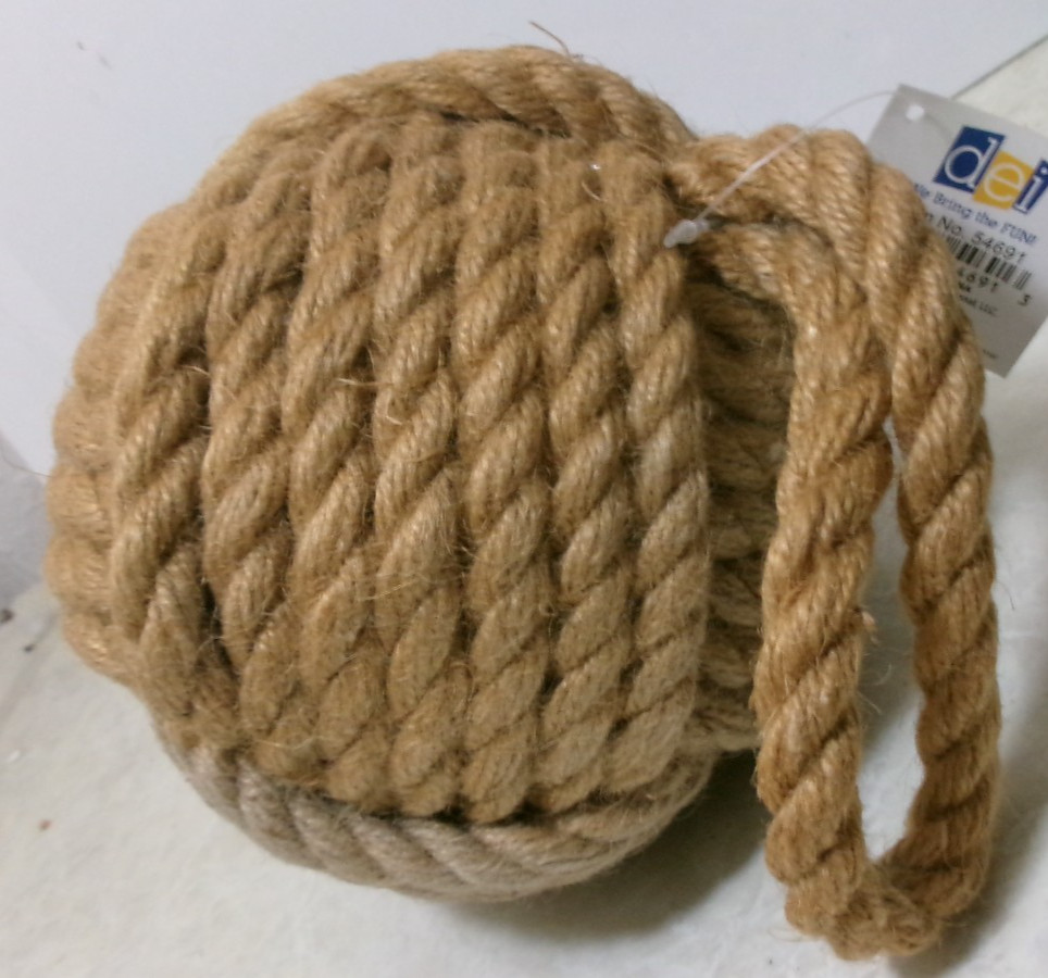 6in Monkey Fist Knot Ball Nautical Door Stop w/Hanger Loop Jute Rope Latitude 38 gallery