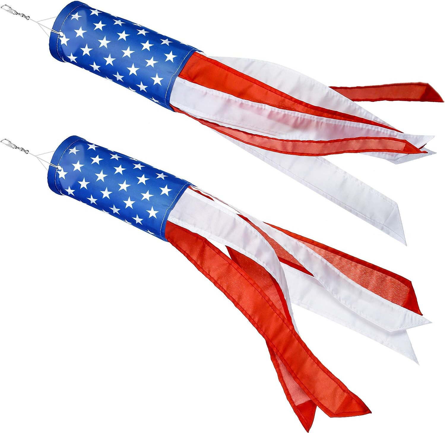 2 Pack 24 Inch American Flag Windsock Patriotic Outdoor Hanging Decor gallery