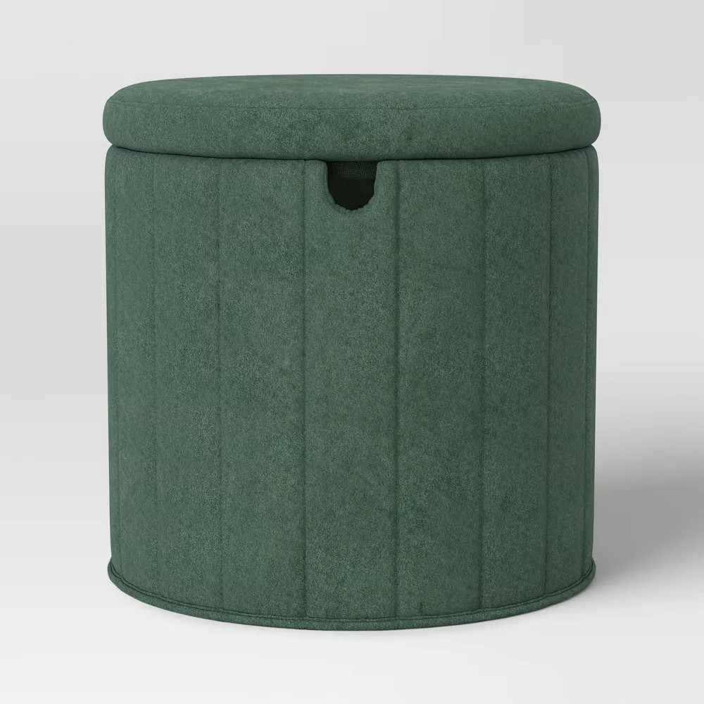 Folding Round Storage Ottoman Green - Room Essentials gallery