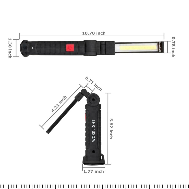 Magnetic Rechargeable COB LED RED Work Light Lamp Flashlight Folding Torch gallery