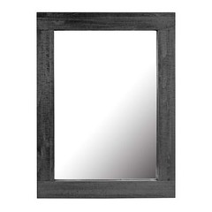 Stonebriar 24″ x 18″ Rectangle Black Wood Frame Wall Mirror with Attached Han…