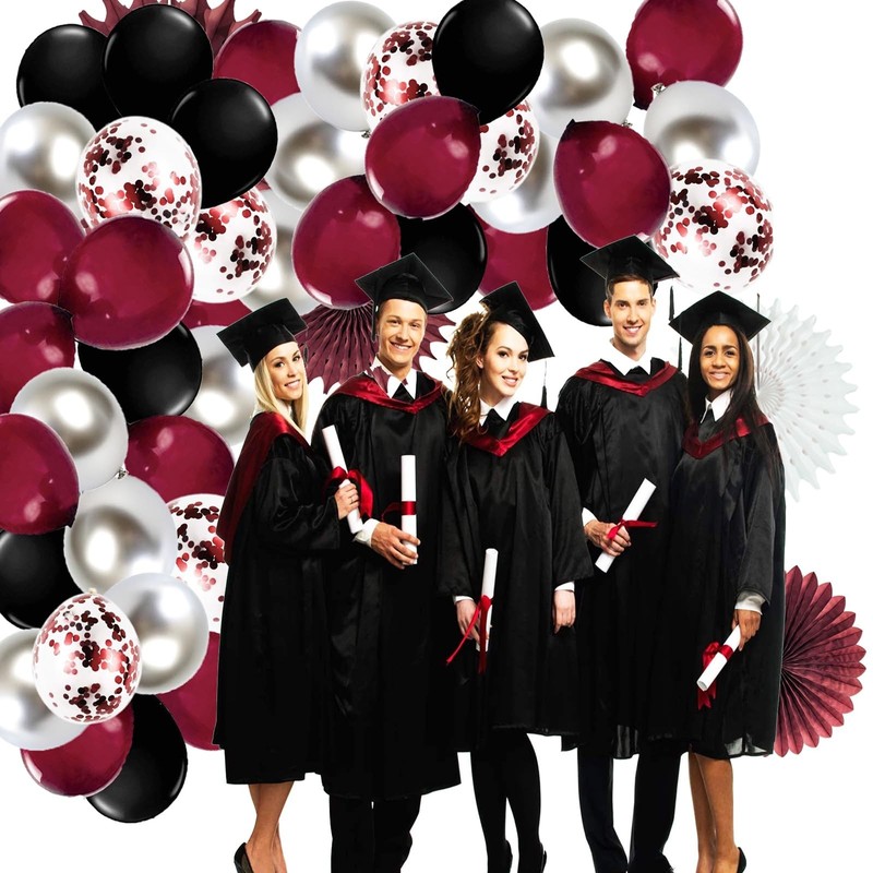 Graduation Decorations Maroon Black 2026/Burgundy Black Graduation Party Deco... gallery