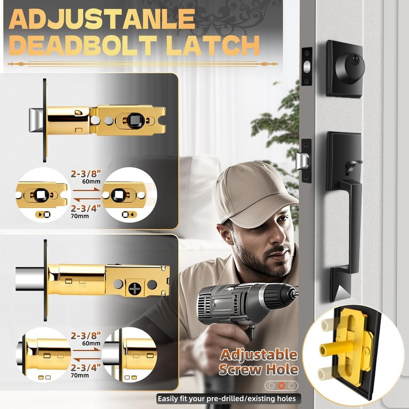Azdele Front Door Handle and Deadbolt Set, Front Door Lock Set, Exterior Door... gallery