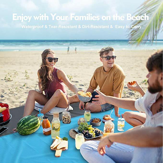 Foldable nylon camping large outdoor pocket waterproof beach blanket 83"x79" gallery