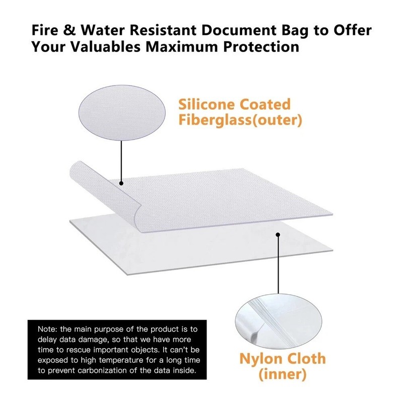Fire Proof Waterproof Document Box with Lock File Storage Organizer Box Safe Bag gallery