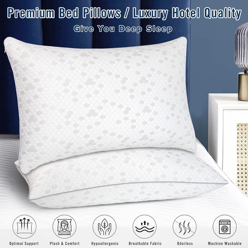 Luxury Shredded Memory Foam Pillows 2-Pack for Sleepers - Medium Firm Comfort gallery