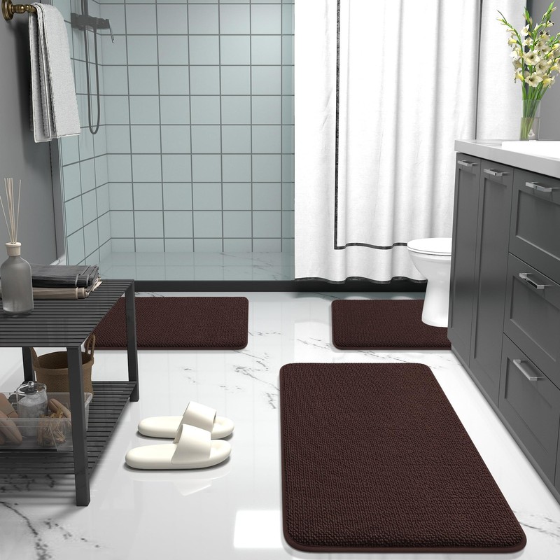 OLANLY Thick Memory Foam Bath Mat Rug 30x18, Extra Soft 30" X 18", Brown gallery