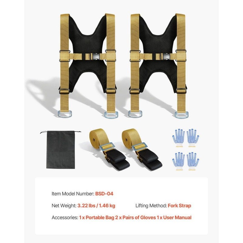 VEVOR 2-Person Lifting System, Supports up to 1000 lbs, w/ 2 Harness Straps gallery